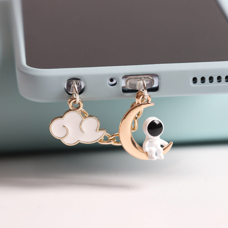Stereoscopic Astronaut Star Moon Cloud Mobile Phone Headset Dust Plug