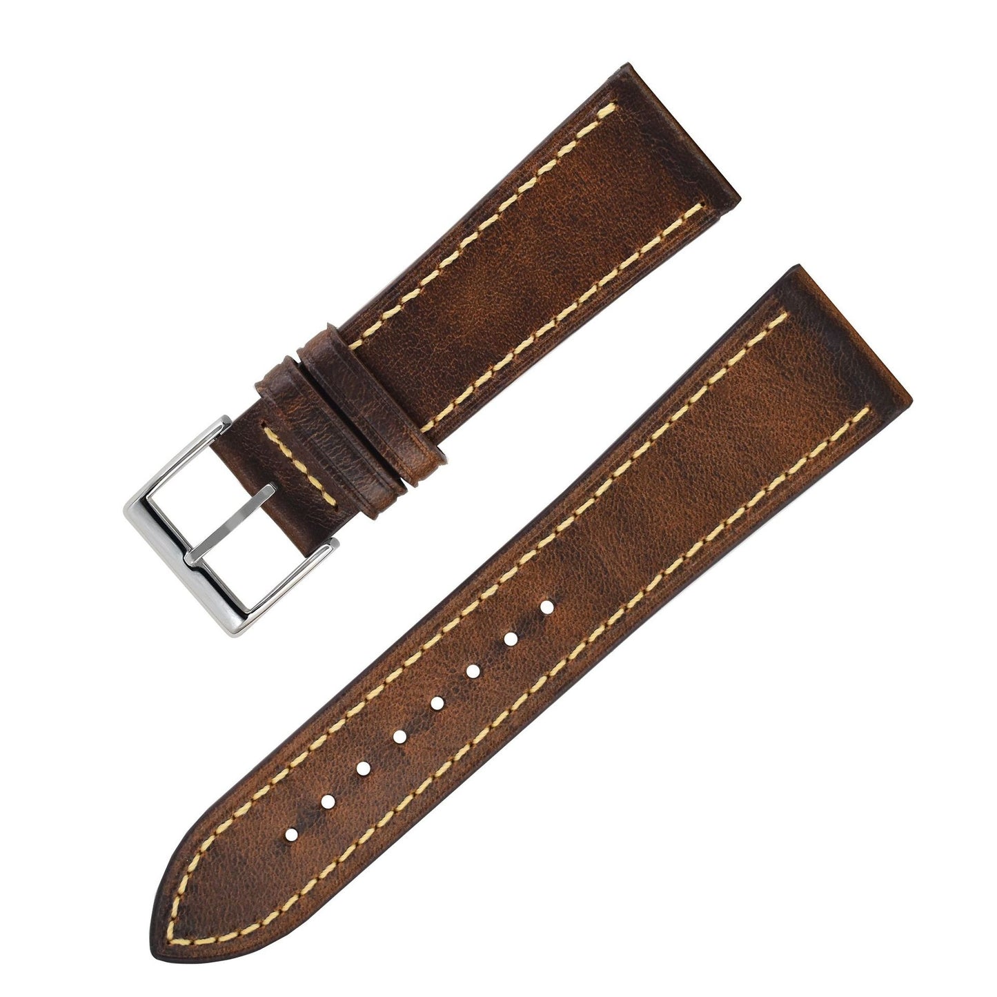 Flexible and lightweight leather watch band with secure fit