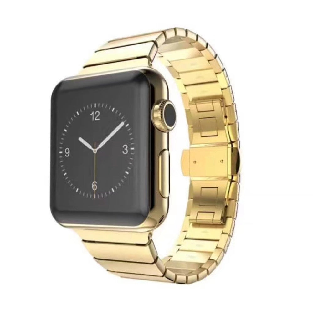 Gold Apple Watch band with stainless steel butterfly clasp