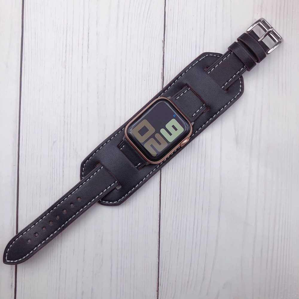 Cuff-style leather strap compatible with all Apple Watch models