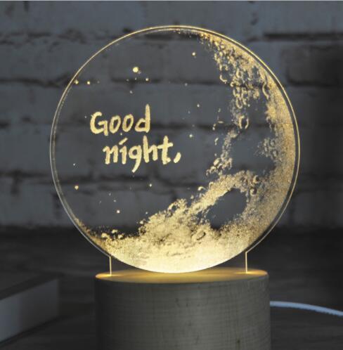 LED night light with acrylic panel packaged as a gift for birthdays and holidays
