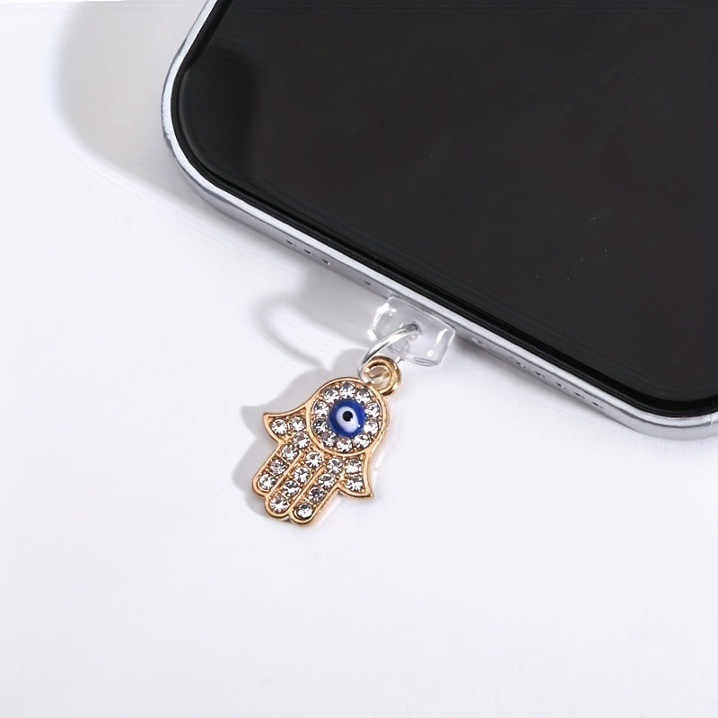 Stylish phone plug with metallic keychain pendant