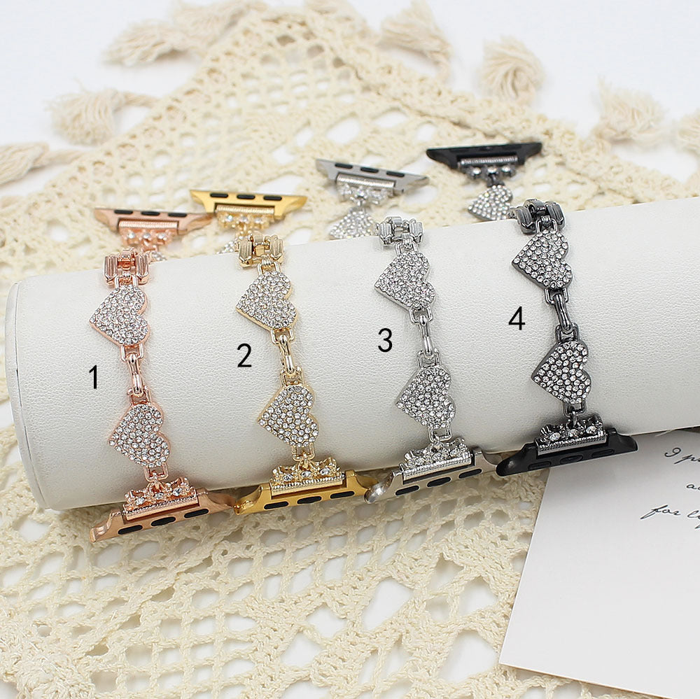 Stylish heart chain metal strap for Apple Watch models
