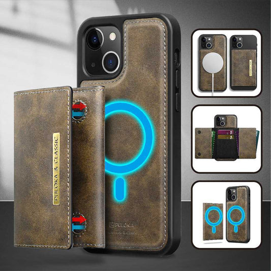 Phone case with magnetic leather card holder wallet for iPhone