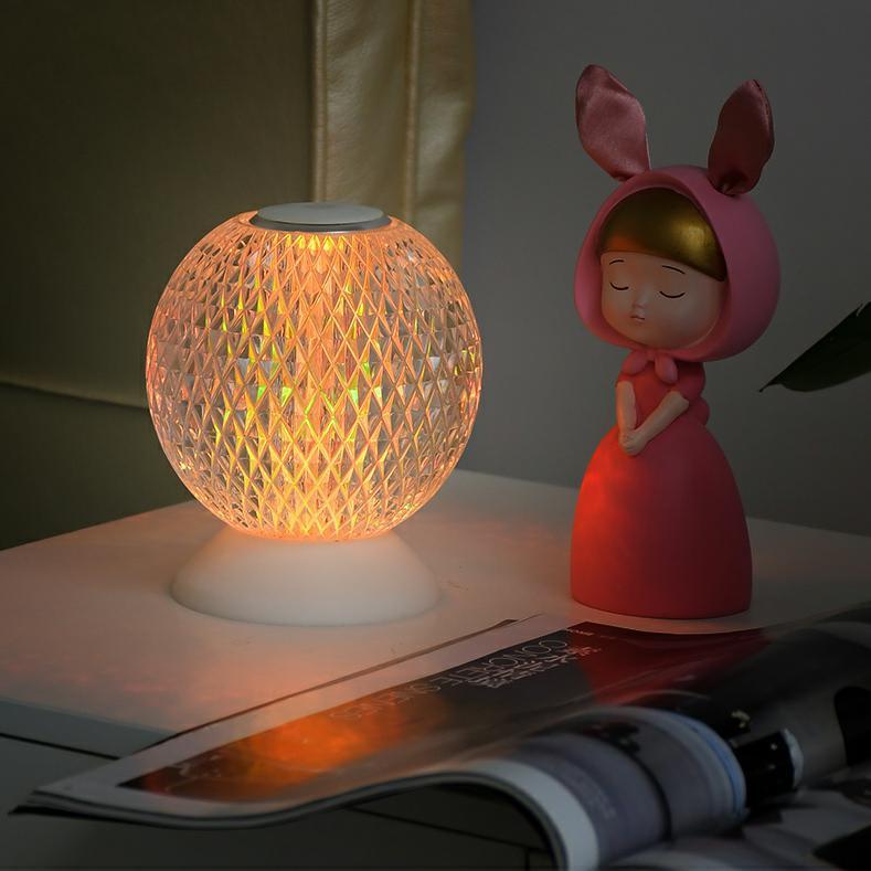 Pink crystal cordless desk lamp for bedroom or living room