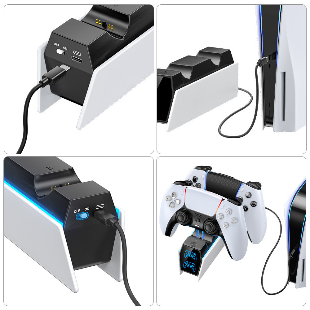 Dual PS5 controller charger with LED charging indicators