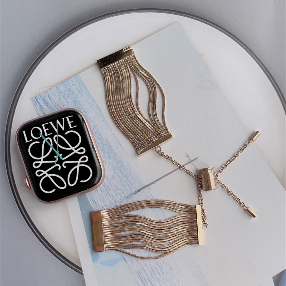Stainless steel tassel metal strap compatible with Apple Watch
