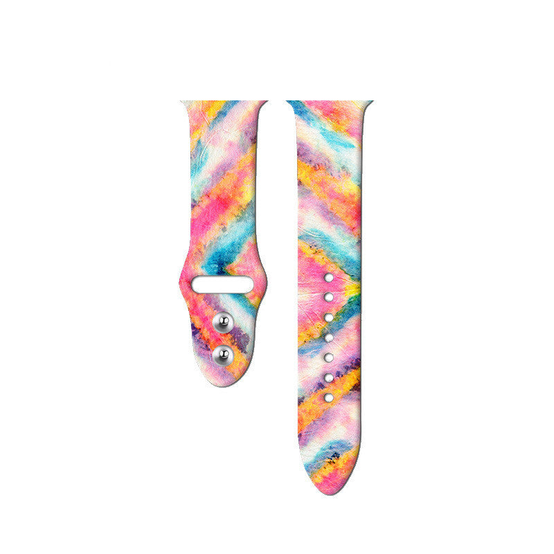 Comfortable silicone watch band featuring tie-dye pattern