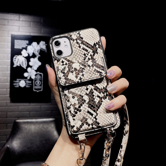 Snake Pattern Wallet Case for iPhone 7 Plus, 8P, and iPhone 11 with Cross-body Strap