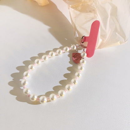 Women’s Beaded Mobile Chain Lanyard with Pearl Crossbody Phone Strap Holder
