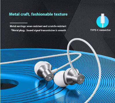 Stereo Wired Type-C Earphones with 1.2m Cable – USB C Earbuds