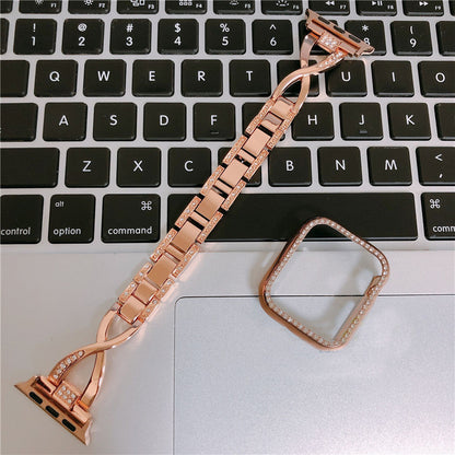Thin Wrist Metal Watchband Case for Apple Watch Series 7/6/5/4/3/2/SE (38mm/40mm/42mm/44mm)