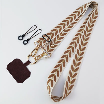 Handmade Phone Strap Crossbody Lanyard for Women with Pearl Pendant – Cell Phone Strap Holder