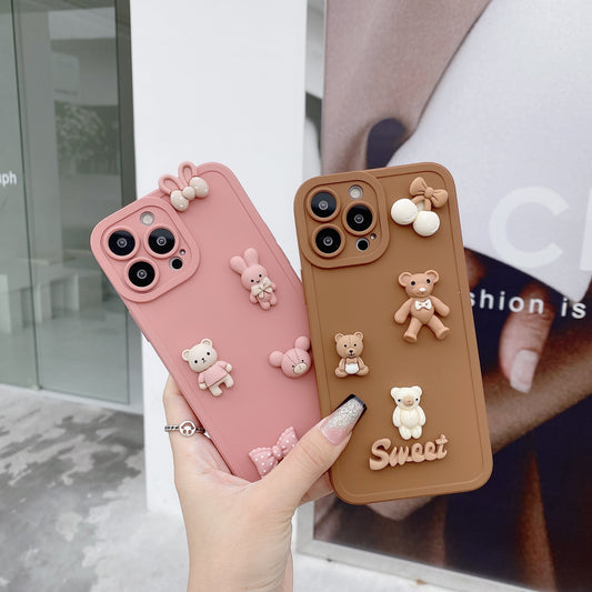 Applicable To IPhone13 Angel Eyes Phone Case Three-dimensional Bear Rabbit 12Promax
