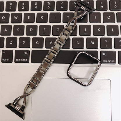 Thin Wrist Metal Watchband Case for Apple Watch Series 7/6/5/4/3/2/SE (38mm/40mm/42mm/44mm)