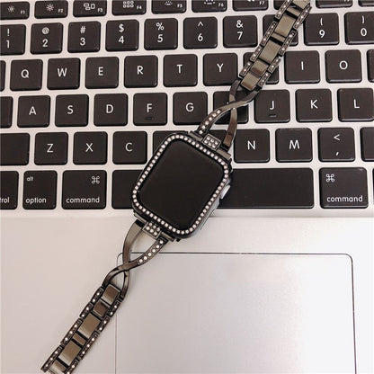 Rose gold Apple Watch metal strap with slim bracelet design