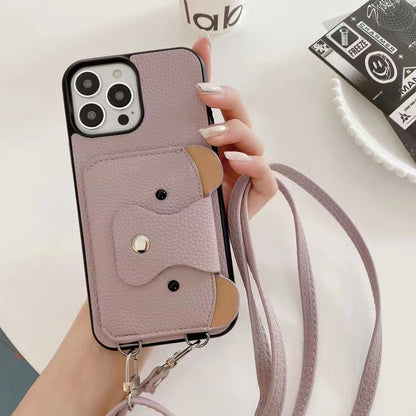 All-inclusive frosted crossbody phone case with shoulder strap