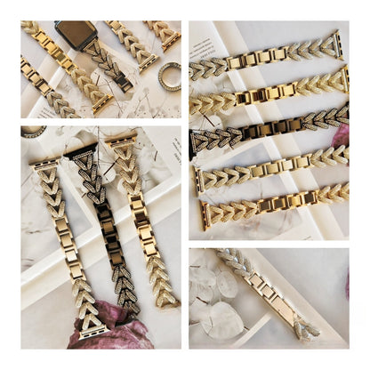 Classic diamond metal band for Apple-compatible watches