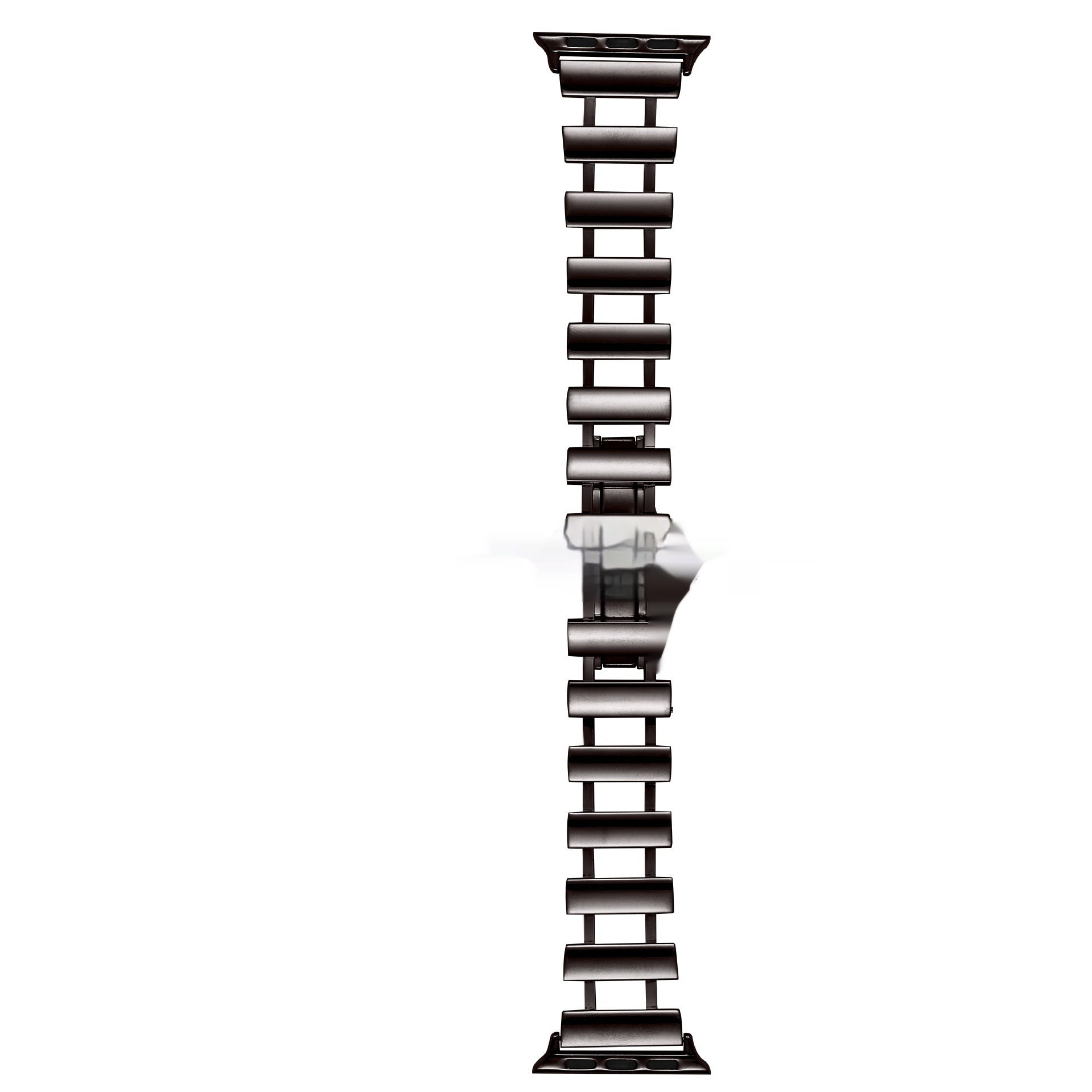 Black stainless steel metal strap with breathable hollow links