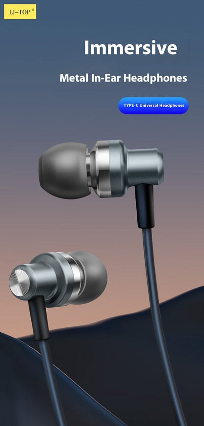 Braided cable USB-C earbuds with head-mounted secure fit