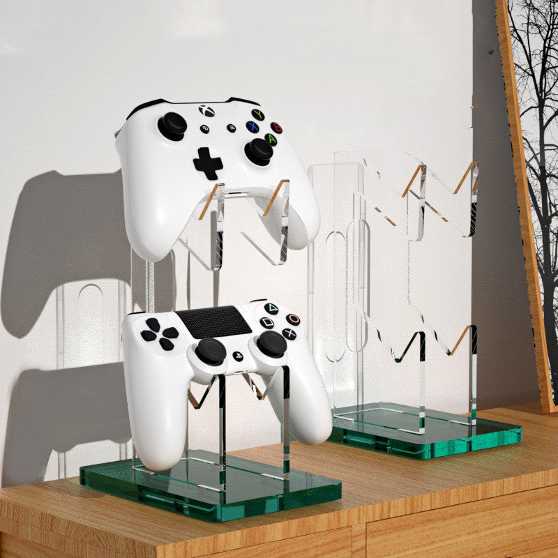 Transparent dual-tier acrylic controller stand for PS5, Xbox, and Switch