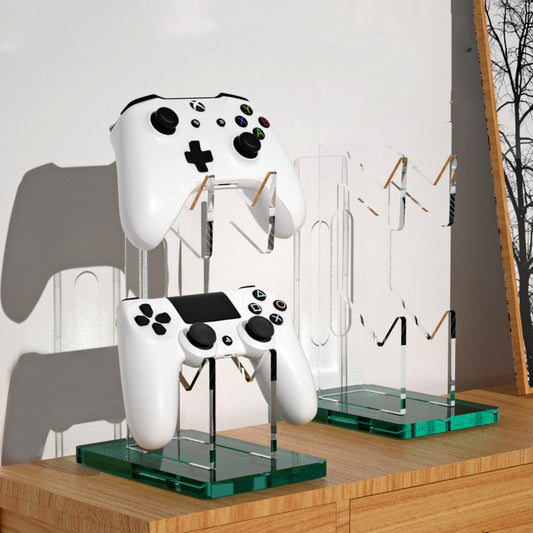 Transparent dual-tier acrylic controller stand for PS5, Xbox, and Switch