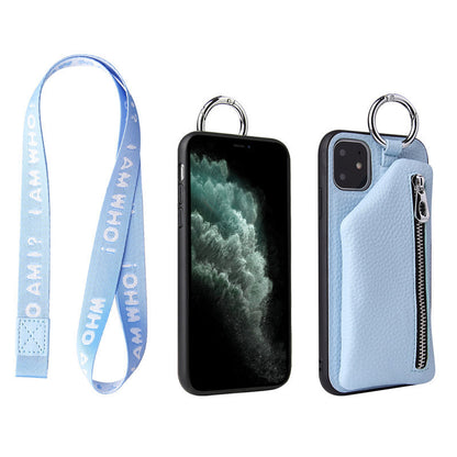Crossbody phone strap holder wallet case in solid colors