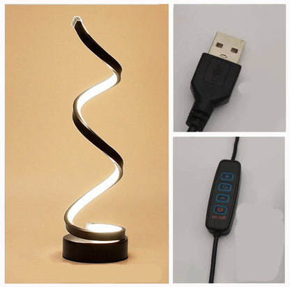 Spiral LED Desk Lamp – Trendy Dimmable Nightstand & Table Lamp