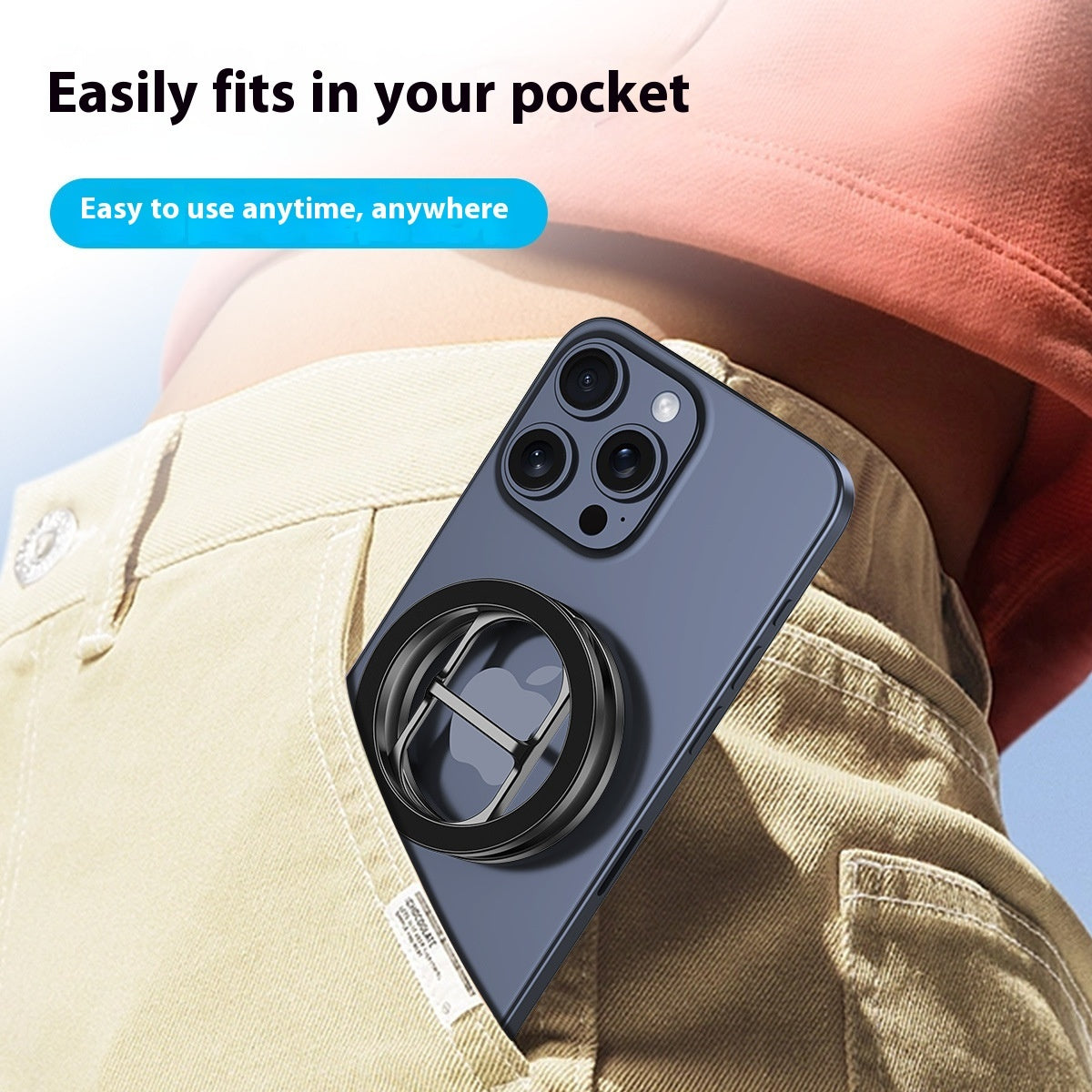 Phone mounted with rotating grip used as a stand