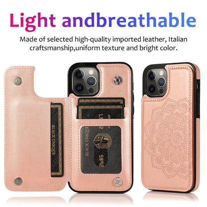 Phone Case Embossed Mobile Phone Leather Case Mandala Card Holder