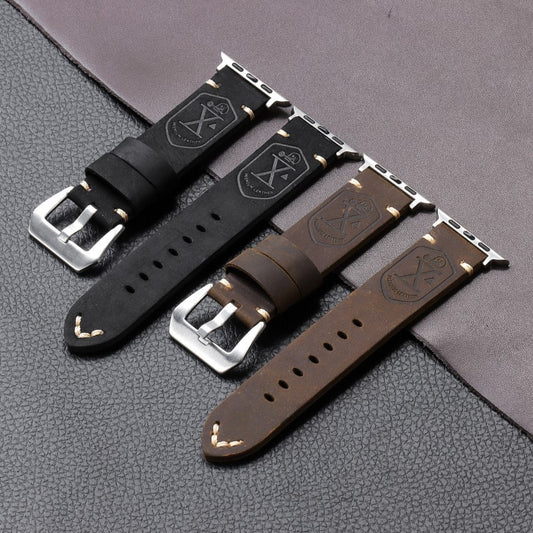 Bold leather watch band with street-style flair