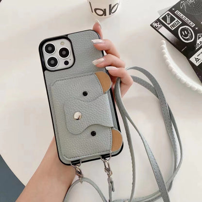 iPhone crossbody case with elephant pattern rope strap holder