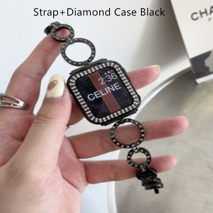 Slim Metal Watch Band with Diamond Skeleton Chain Strap – Compatible with Ultra 2 Watch Bands (38mm, 40mm, 41mm, 42mm, 44mm, 45mm)