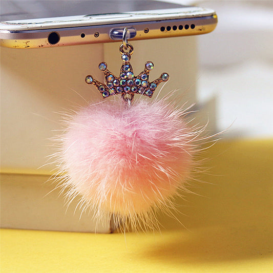 Fluffy dust plug charm for USB-C and Lightning charging ports