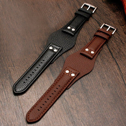 Handcrafted Italian cowhide leather watch strap with pin buckle
