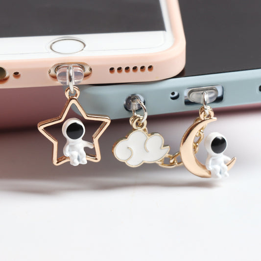 Cute spaceman dust plug charm for phones and tablets