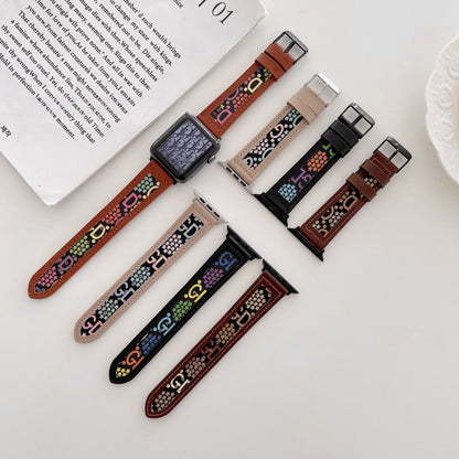 Knitted GD hollow leather watch band compatible with Apple models