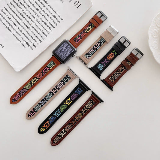 Knitted GD hollow leather watch band compatible with Apple models