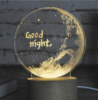 LED night light with acrylic panel packaged as a gift for birthdays and holidays