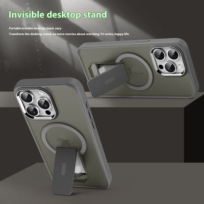 Frosted magnetic iPhone case with integrated MagSafe stand