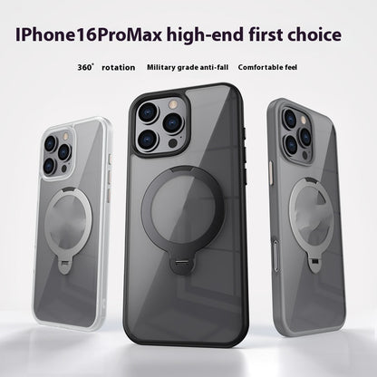 Rotating MagSafe phone grip case with transparent back and kickstand
