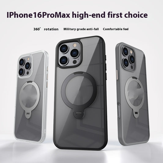 Rotating MagSafe phone grip case with transparent back and kickstand