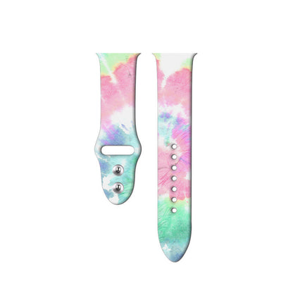 Soft printed silicone watch band with pin-and-tuck closure