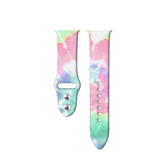 Soft printed silicone watch band with pin-and-tuck closure