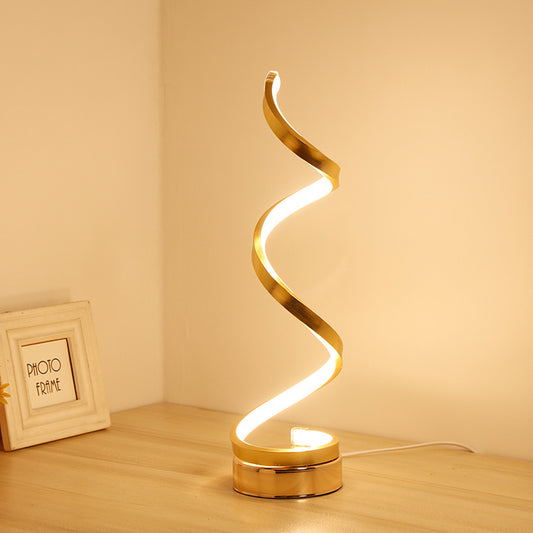 Spiral LED desk lamp with modern design for nightstands and offices