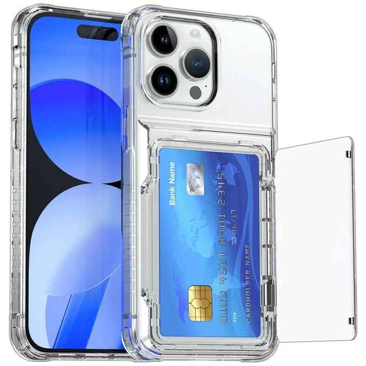 Transparent flip card holder wallet case for iPhone 16 Pro Max
