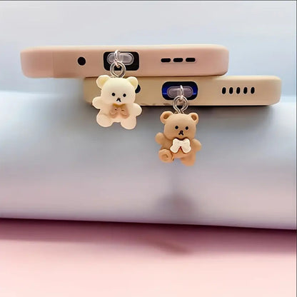 Brown bear USB-C dust plug for charging port protection