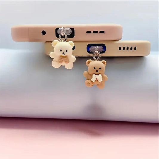 Brown bear USB-C dust plug for charging port protection