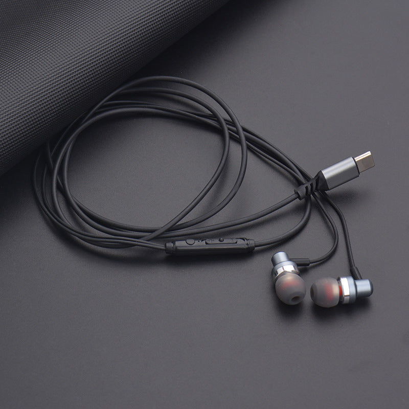 USB Type-C wired sports headset with in-ear and head-mounted design