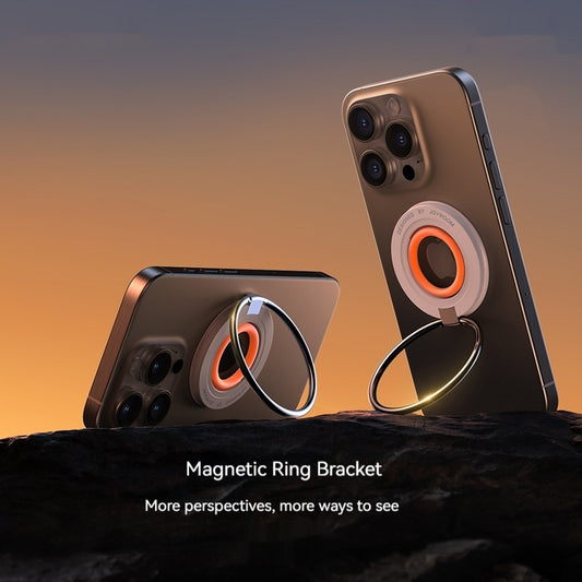 Ultra-slim magnetic ring phone holder with grip and stand functionality